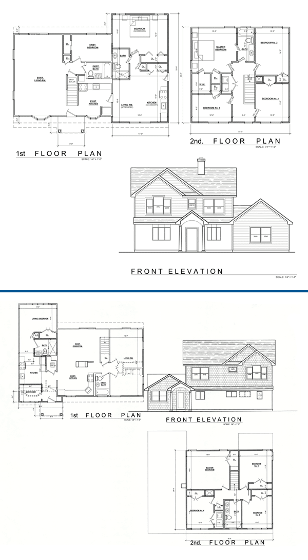 Architectural drawings of a mother/daughter remodel