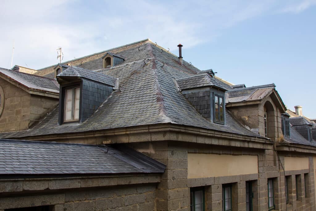 Mansard roof with dormer windows