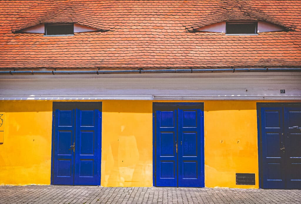 Eyebrow dormers on a house in Sibiu